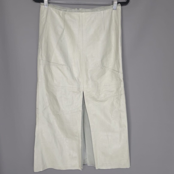 ZARA New Size S 100% REAL SHEEP‎ LEATHER Skirt Limited Edition SILK Light Green - Picture 4 of 16